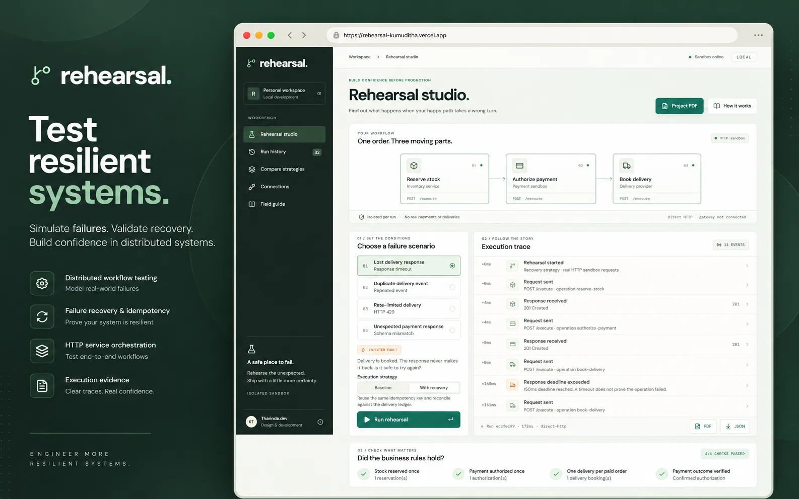 Rehearsal project interface preview